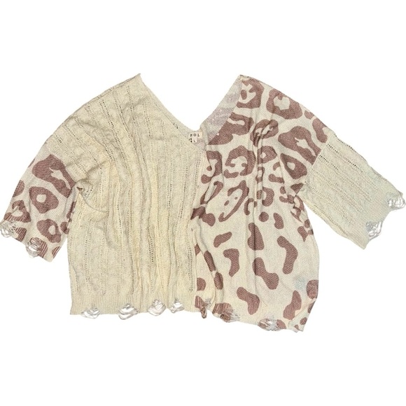 POL Cream and Brown Knit Sweater size L - Picture 3 of 8
